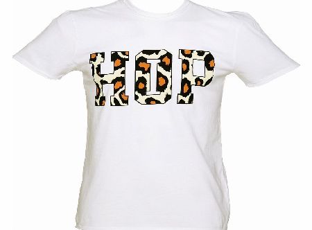 Mens White Flocked Hip Hop Print T-Shirt from