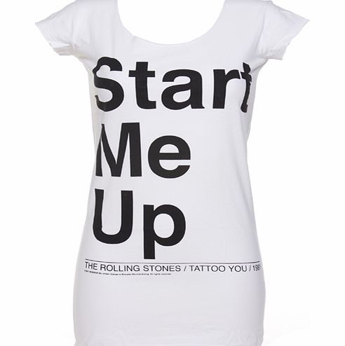 Ladies Rolling Stones Start Me Up White T-Shirt