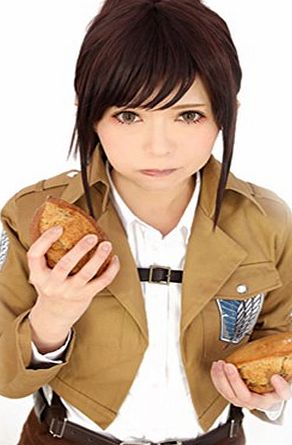 Amybria 45cm Short Auburn Brown Ponytail Attack on Titan Sasha Blouse Anime Cosplay Wig