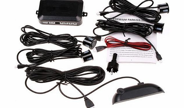 Amzdeal High Quality LED Display Car Reverse / Parking Radar Indicator with 4 Rear View Sensors System 12V 0.3 - 2.0m (Black)