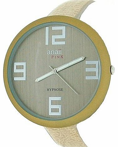 Hypnose Champagne Dial Narrow Beige PU Strap Ladies Watch AP628