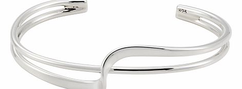 Silver Double Twist Half Bangle