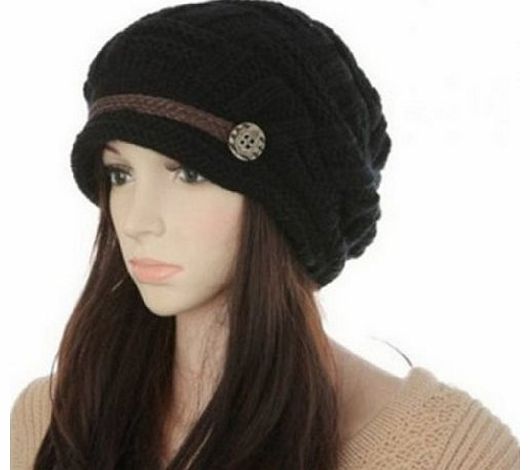 ANDI ROSE Masione Women Knit Snow Hat Winter Snowboarding Beanie Crochet Cap (Black)