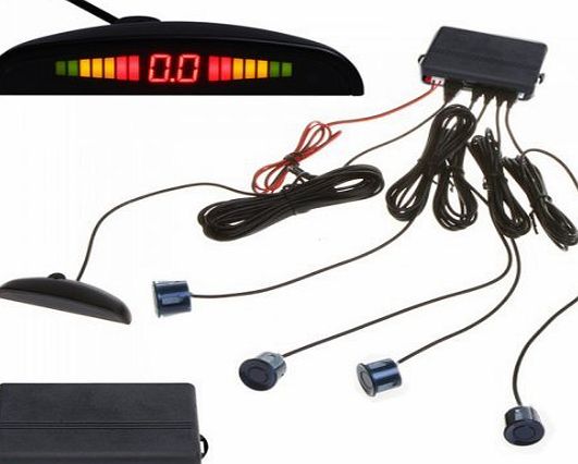 Andoer Car LED Parking Reverse Backup Radar System with Backlight Display   4 Sensors (White/Blue/Grey/Red/Silver/Black Optional) (White)