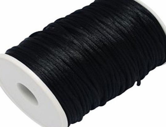 Angel Malone BLACK 10 Mtrs. X 2mm Premium Quality Kumihimo Rattail Satin Cord