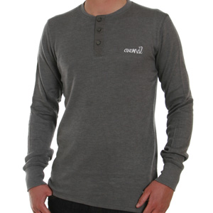 Fabius Long sleeve henley tee - Gargoyle