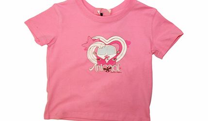 Girls Animal Atra Crew Printed T-Shirt. Begonia