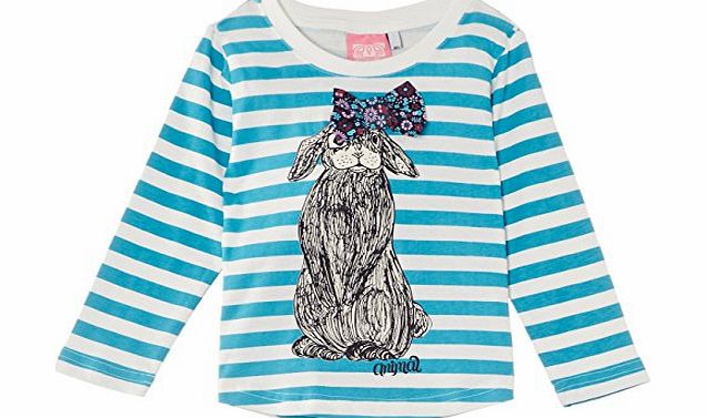 Animal Girls Maliki Striped Top, Blue (Dark Turquoise), 5 Years (Manufacturer Size:5/6)