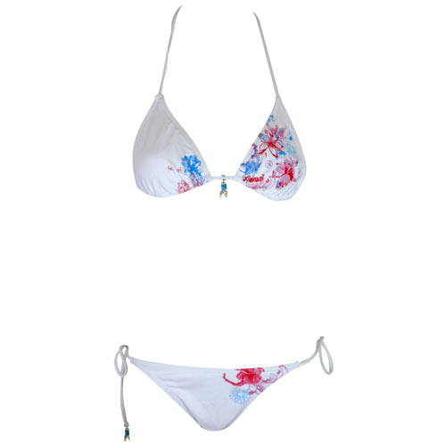 Ladies Animal Blustering Triangle Bikini 001 White