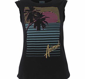 Ladies Animal Ames Crew Printed T-Shirt. Black