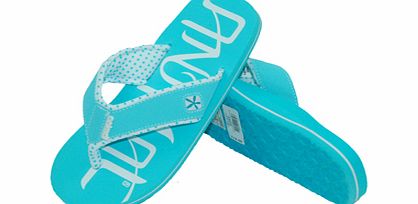 Ladies Animal Swish Flip Flop. Blue Bird