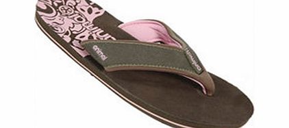 Ladies Animal Swish Suede Flip Flops. Chocolate