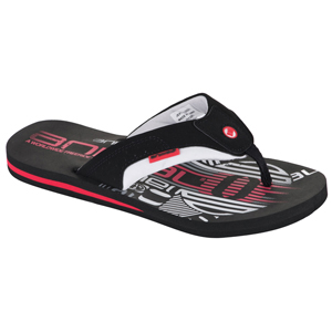 Mens Animal Jekyl Logo Flip Flops. Black Red