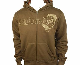 Animal Mens Mens Animal Lynx Full Zip Hoody. Dark Earth