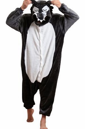 Animal Unisex Onesie Kigurumi Fancy Dress Costume Hoodies Pyjamas Sleep wear (LARGE (165-175CM), WOLF)