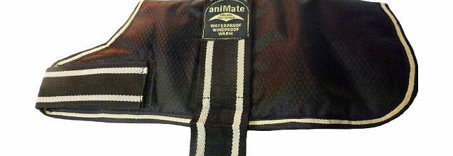 Animate Padded Waterproof Dog Coat, 18-inch, Black