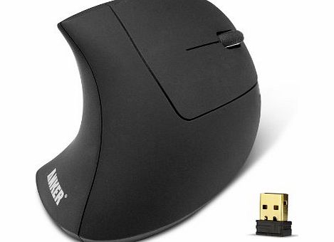 Anker 2.4G Wireless Vertical Ergonomic Optical Mouse, USB, 800 / 1200 / 1600DPI, 5 Buttons - Black