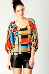 Anna Square Print Blouse