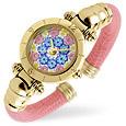 Antica Murrina Veneziana Accademia - Millefiori Pink Leather Gold Plated Cuff Watch