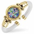 Antica Murrina Veneziana Accademia - Millefiori White Leather Gold Plated Cuff Watch