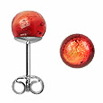 Caterina - Amber Murano Glass Ball Silver Earrings