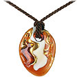 Ostrica - Amber/Gold Murano Glass Pendant w/lace