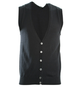 Dark Navy Button Fastening Tank Top