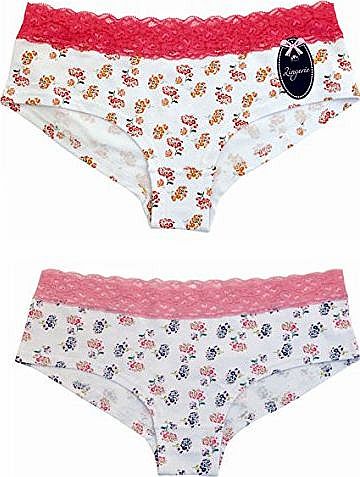 Anucci 2 Pack Ladies Lingerie Lace Shorts Boxers Briefs Womens UK 12