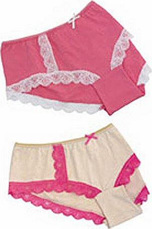 Anucci LADIES 2 PACK BOXER BRIEF SHORTS (16, PINK/CREAM TRIM   CREAM/PINK TRIM)