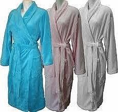 Anucci SUPER SOFT FLEECE DRESSING GOWN BATHROBE COMFORTABLE BLUE WHITE PINK BATH ANUCCI ROBE (S/M, PINK)