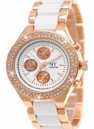 AP London NY London Designer Rose gOld/White Ladies Dress Bracelet watch