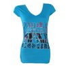 V Neck Side Rouched Tee (Blue)