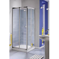 AQUALUX Aquarius Silver 760mm Corner Entry Square Shower Enclosure