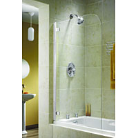 Frameless Curved Bath Screen White / Clear