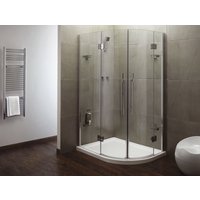 AQUALUX Pura Pol. Silver LH 900mm Offset Quadrant Shower Enclosure and Tray