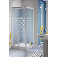 AQUALUX White/Ribbon 760mm Corner Entry Square Shower Enclosure