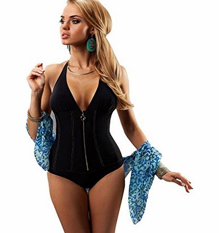 Aquarilla Luxury Swimwear Women swimming costume one piece swimsuit beach swimwear 8 10 12 14 (10, Black)