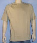 Mens Beige with Aqua Trim Cotton Round Neck T-Shirt