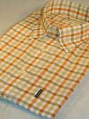 Aquascutum Mens Orange & Light Brown House Check Cotton Shirt