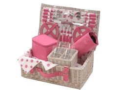 Arboreta Pretty in Pink Picnic Basket 4 person