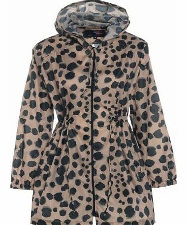 Arctic Storm Womens Ladies Designer Printed Cagoul Rain Coat Kag Kagoul (XL, Leopard Print)