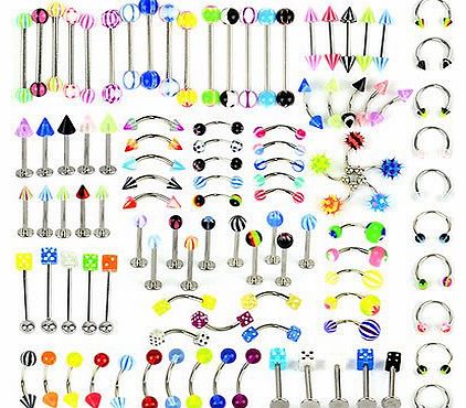 Ardisle 05pc kit Body Jewellery Piercing Eyebrow Belly Tongue Bar Ring Nose Set Stud