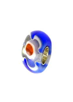 Silver Red, Blue and White Glass Charm