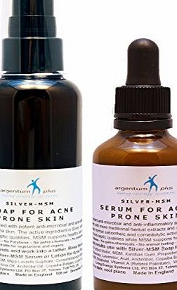 argentum plus Colloidal Silver-MSM Acne Basic Care Kit - 50 ml Serum   100 ml Soap