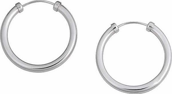 9ct White Gold Capped Hoop Earrings - 18mm