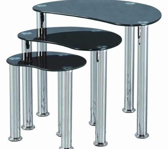 Argos Cara Nest Of Three Tables - Black Glass