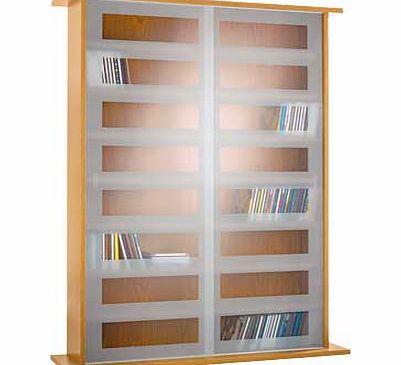 DVD and CD Sliding Glass Door Storage Unit - Oak