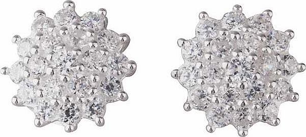 Sterling Silver 1 Carat Look Cluster Stud Earrings