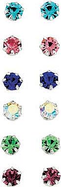 Argos Sterling Silver Crystal Stud Earrings - Set of 6