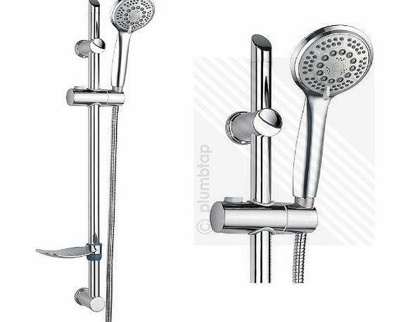 Arian Blast Modern 5 Mode Straight Riser Rail Bathroom Shower Kit Chrome